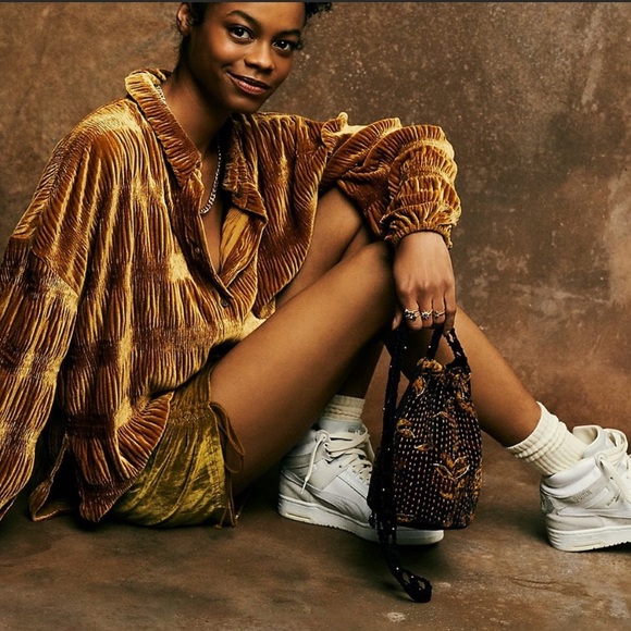 NWT Free People Velvet Moon Tote Bag Purse beaded detail red & pink avai… - Picture 7 of 9